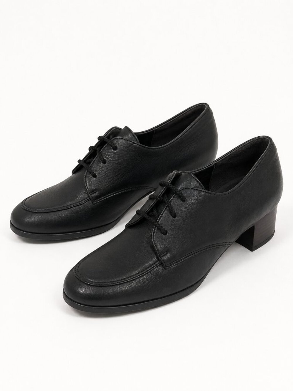 SOFTSPOTS Supremes Genuine Black Leather Lace-Up Oxford Block Heel Shoes Size 9